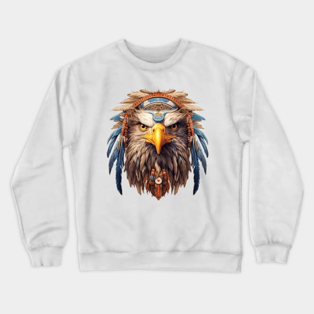 Native American Eagle Portrait Crewneck Sweatshirt by Chromatic Fusion Studio